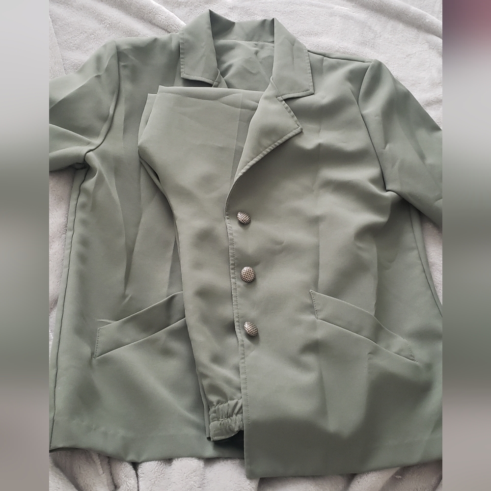 Vintage sage Blair blazer and pant set
